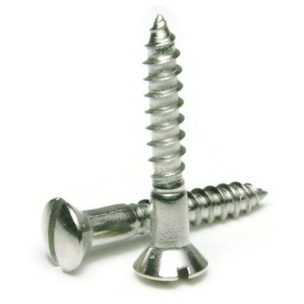 #6 x 1" Oval Head Wood Screws Slotted Stainless Steel Quantity 50